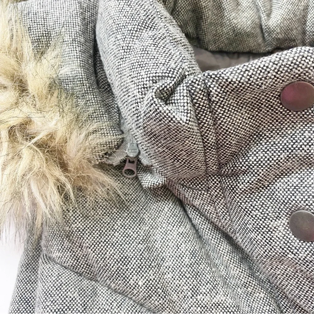 Gap cute vest pretty cardigan fitted puffer faux fur hoodie gray warm winter L - Picture 7 of 11